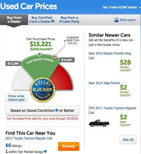 The Blue Book can also be accessed online through Kelley Blue Book 's website, KBB. . Wwwkbbcom used car value